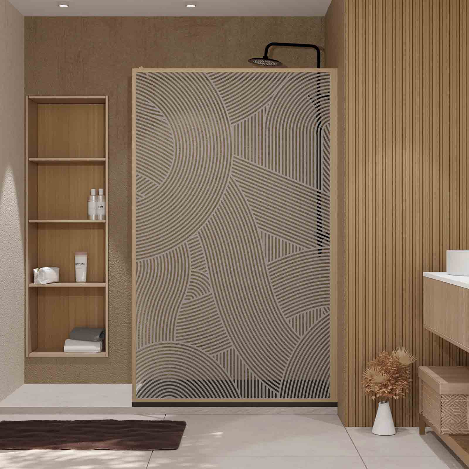 Paroi de douche 120 x 200 HINATA style Japandi courbes douces