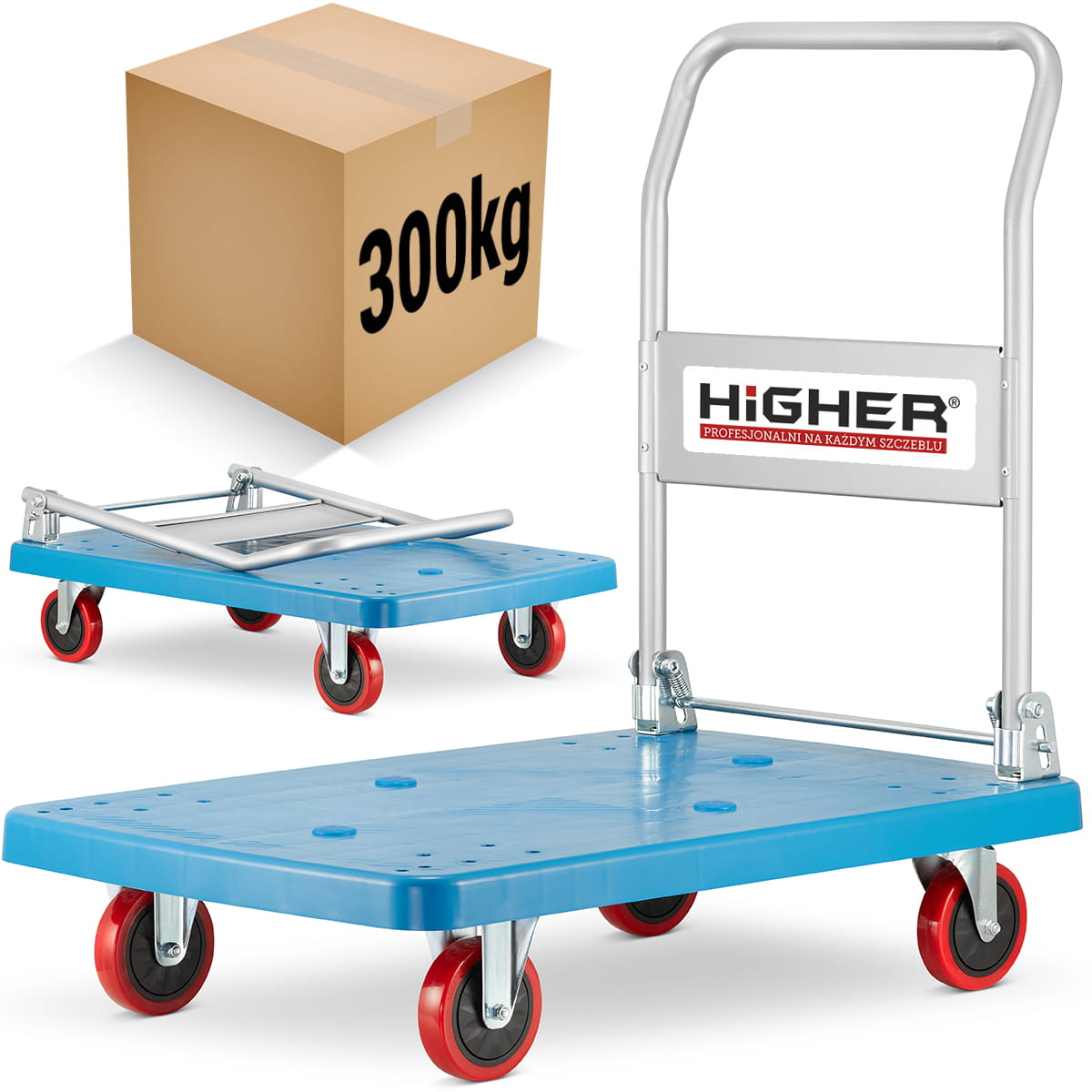 Wózek magazynowy transportowy platformowy składany HIGHER 300kg 1 szt.
