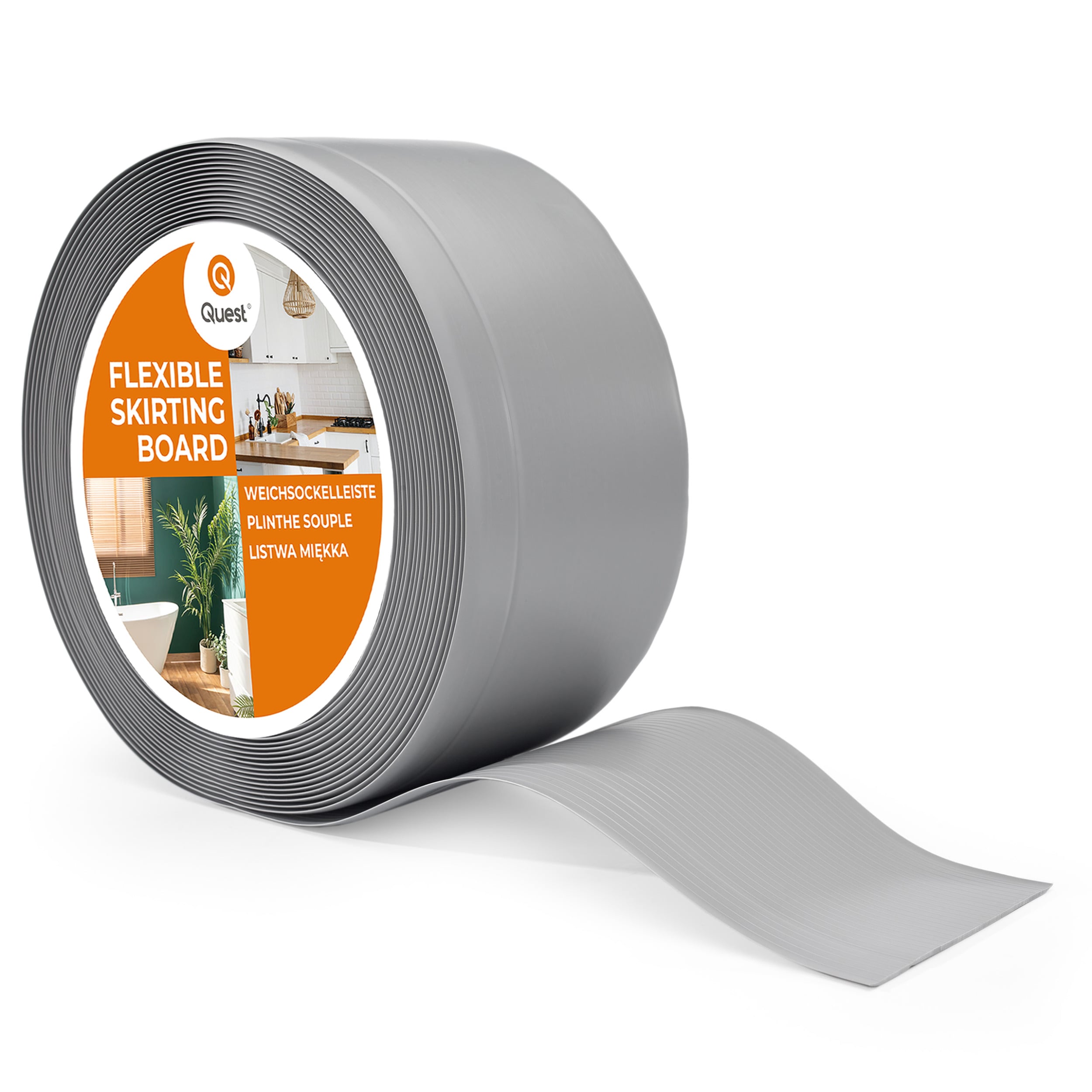 Rodapié PVC 100x25 mm - flexible, pared y suelo, 10 m, gris | Leroy Merlin