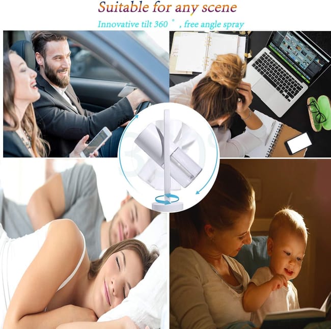 Humidificador de vapor frío blanco - Mini humidificador portátil con luces LED, humidificador de aire portátil USB ultrasilencioso - 3