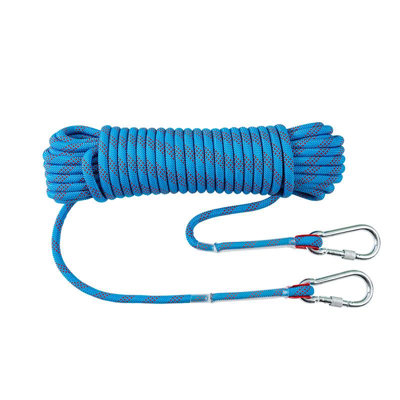 Longe d'escalade de 10 m, corde en nylon, 10 mm, avec 2 mousquetons, adaptée à l'escalade, à la descente en rappel, au sauvetage sportif - 8