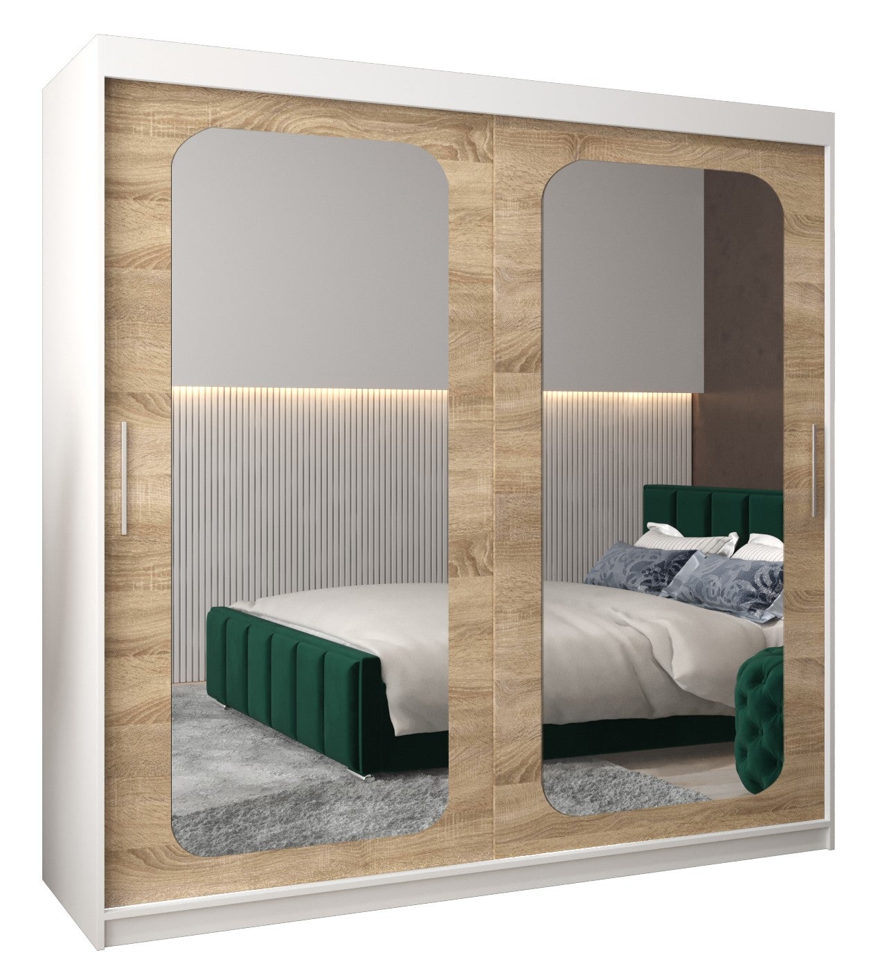 Szafa przesuwna garderoba PROMO T3 200 x 62 x 200 cm Biały + Sonoma - Abiks Meble