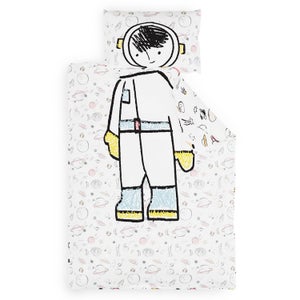 Parure De Lit Bébé Dinosaures - Housse Couette 100x135cm + Taie 40x60cm - 100% Coton - Fermeture éclair