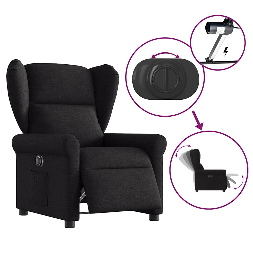 Fauteuil de télévision | Fauteuil inclinable électrique Noir Tissu CFW468992 - 8