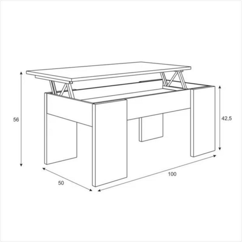 Table basse GOTHAM avec plateau relevable et rangement - Blanc - 9