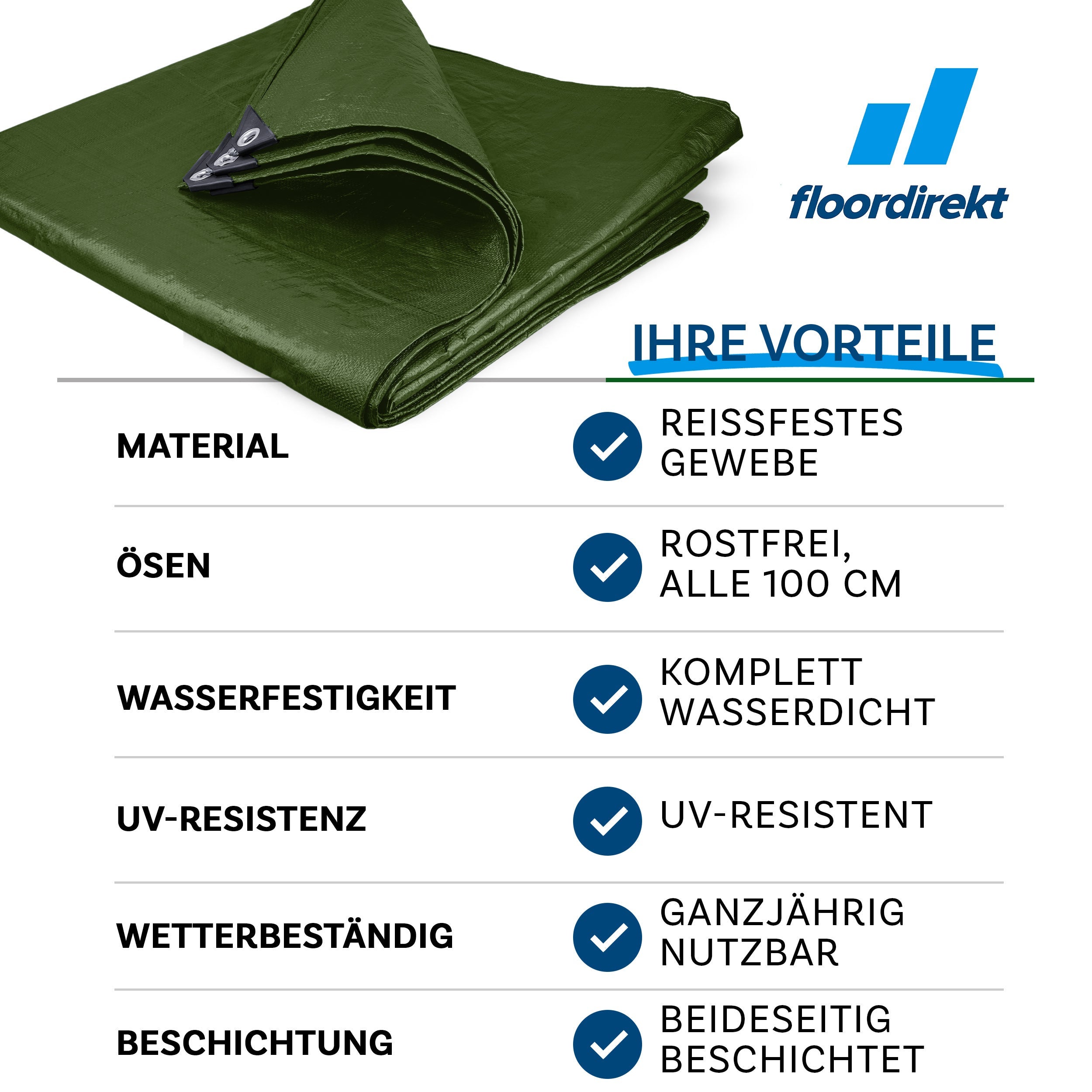 Bâche de protection imperméable 240 g/m², Vert 2 x 3 m - 3