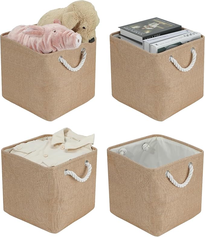 Cinnani Lot de 3 Boîte de Rangement en Tissu, 33x33x33 cm, Cube de Rangement avec Poignées