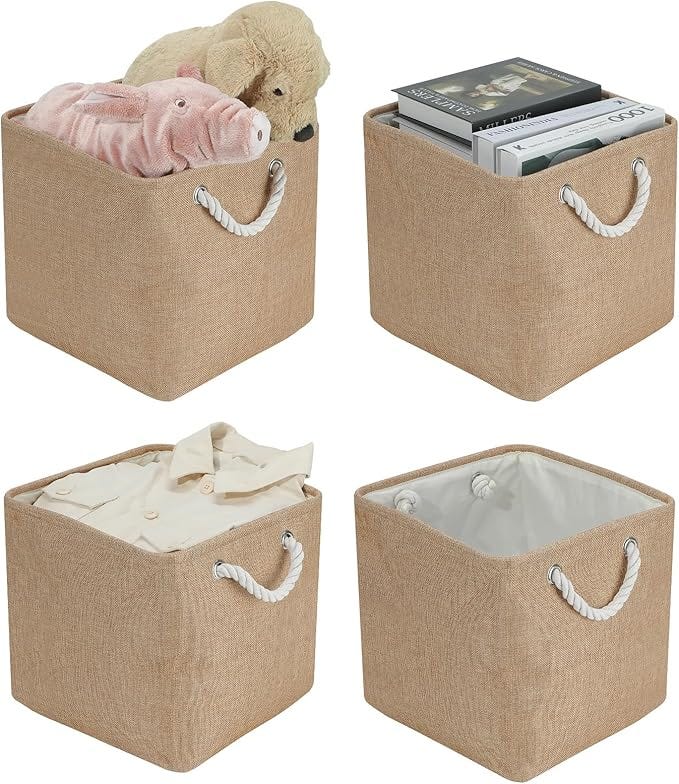 Cinnani Lot de 3 Boîte de Rangement en Tissu, 33x33x33 cm, Cube de Rangement avec Poignées Cinnani Lot de 3 Boîte de Rangement en Tissu, 33x33x33 cm, Cube de Rangement avec Poignées