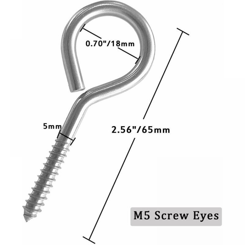 Lot de 10 œillets à vis, crochets à œil en acier inoxydable, vis à œil robustes, vis à œil autotaraudeuses pour l'intérieur et l'extérieur, 6,6 cm. - 3