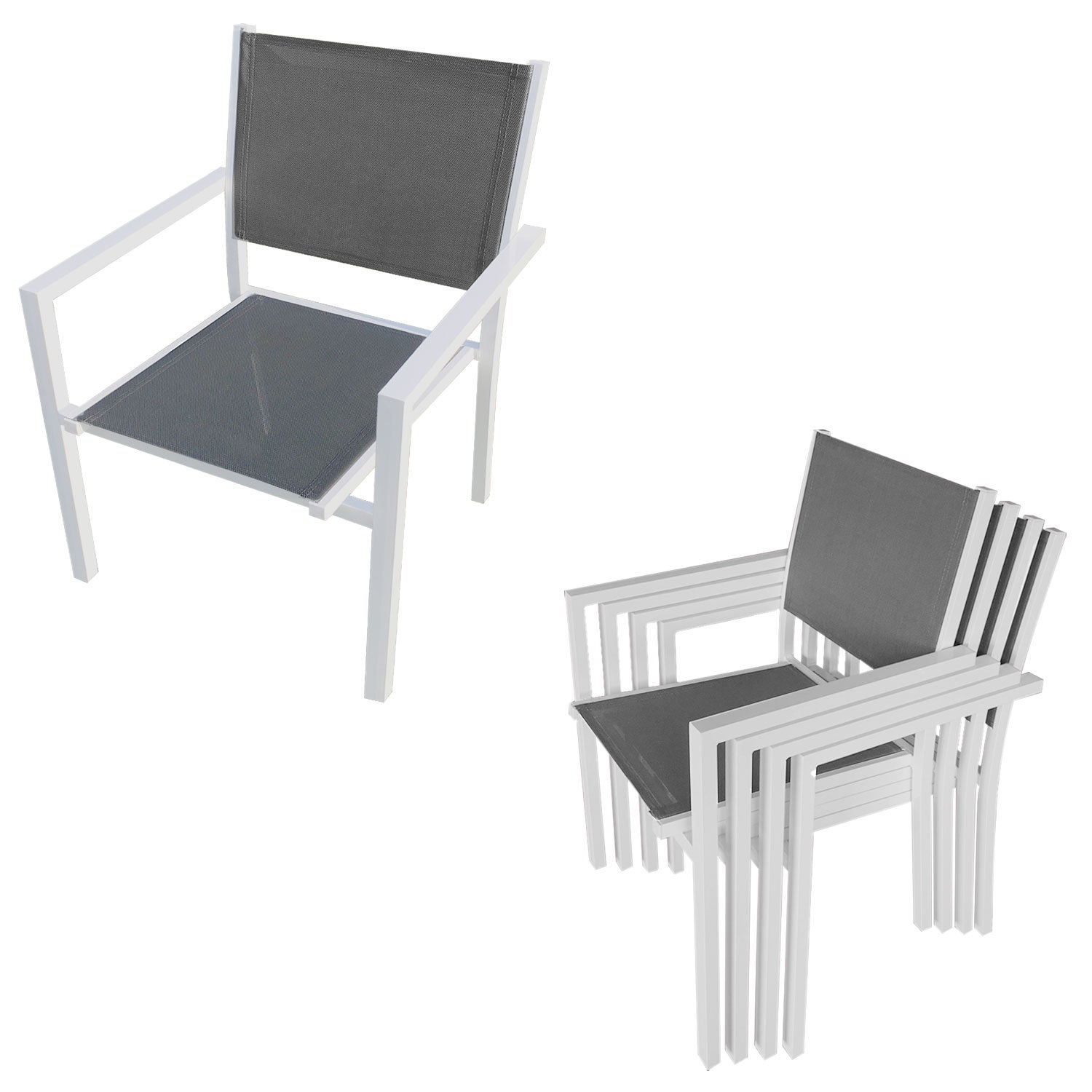 Salon de jardin extensible gris et blanc aluminium 8 places FIRENZE - 5