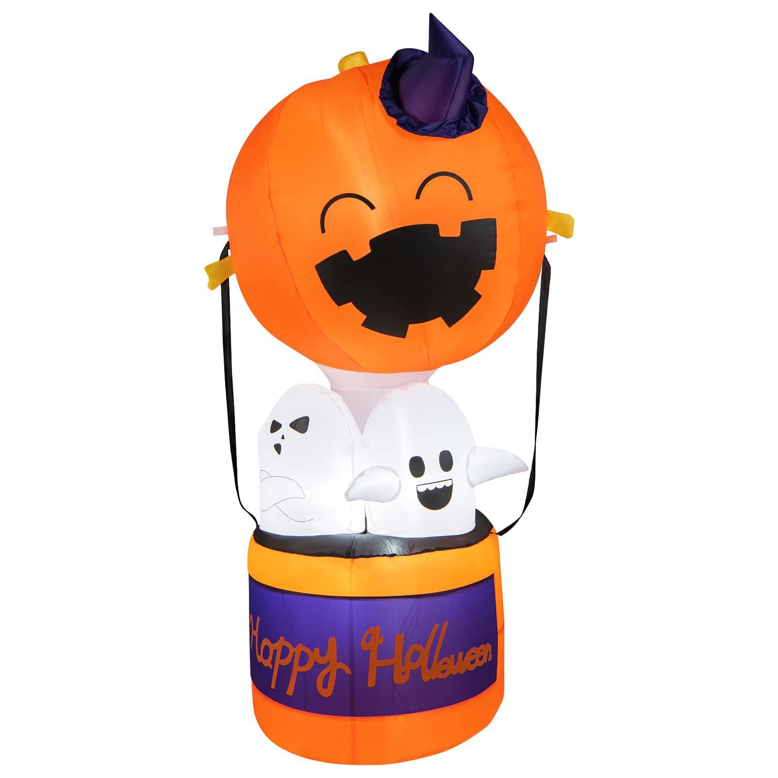 Fantasma de globo de aire caliente de calabaza inflable de halloween de 180 cm, decoraciones de halloween con luces led y accesorios de fijación