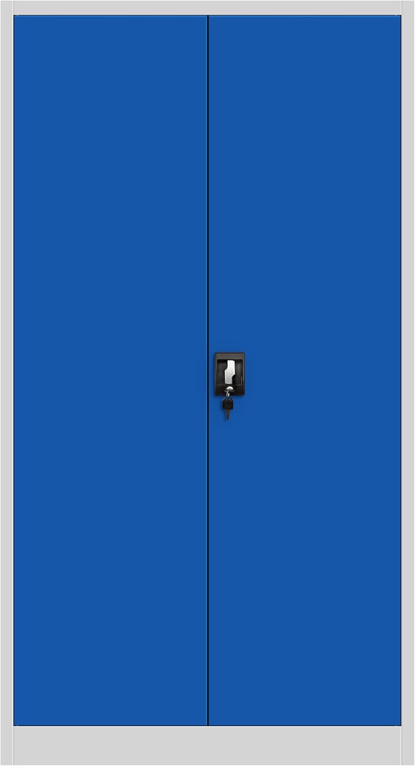 Set de 2 Armoire de Bureau de Rangement Métallique 4 étagères réglables 185 cm x 90 cm x 40 cm Gris-Bleu - 5