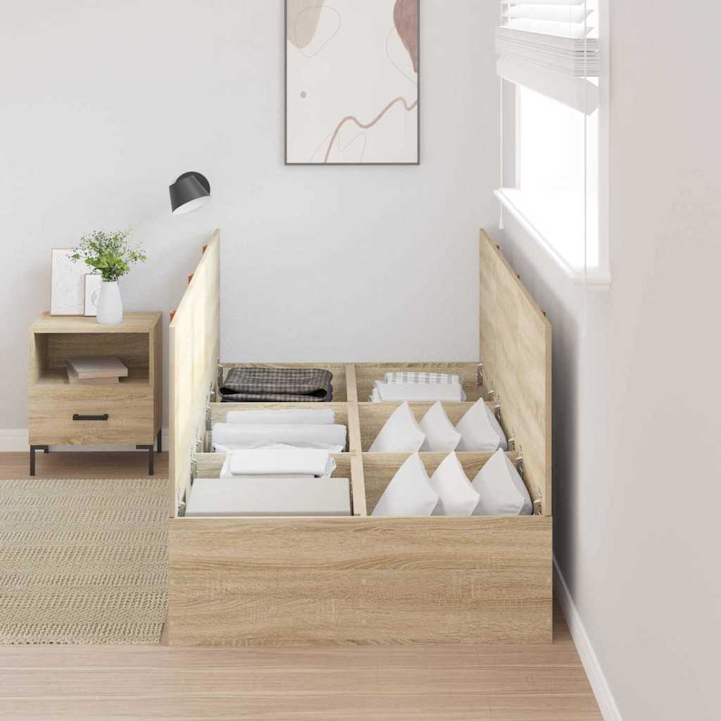 Cadre de lit avec rangement et porte chêne 90 x 190 cm - 3