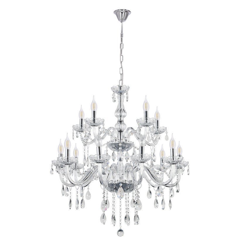 Lampa wisząca Cristallo przezroczysto-chromowana 15xE14x40W kryształowy wym: 125 x 78 x 78 cm szkło Candellux