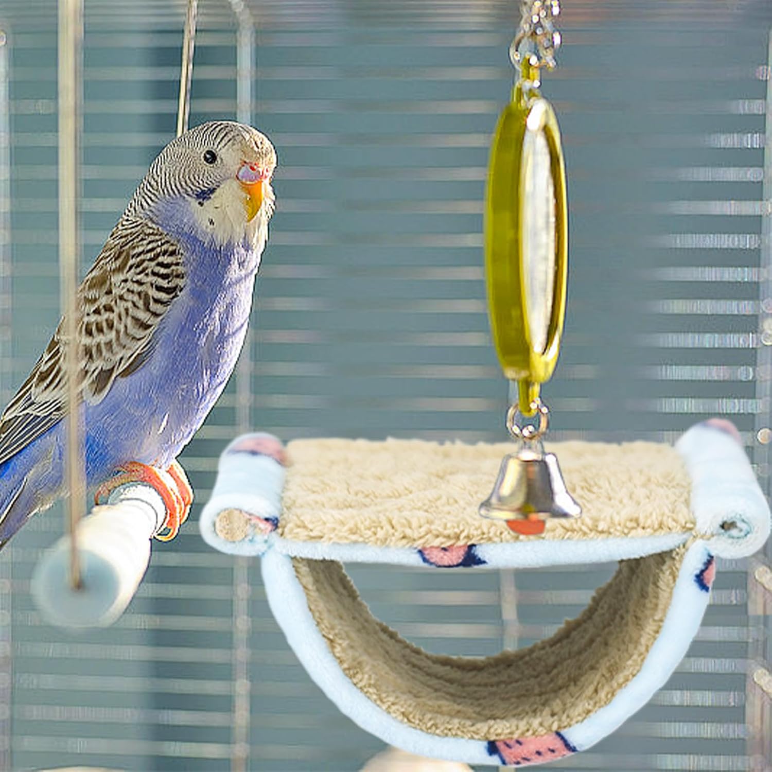 Cama para pájaros para jaula colgante, hamaca para acurrucarse, cabaña, tienda de campaña de loro, perca para periquitos, cacatúa, pinzón conures - 7