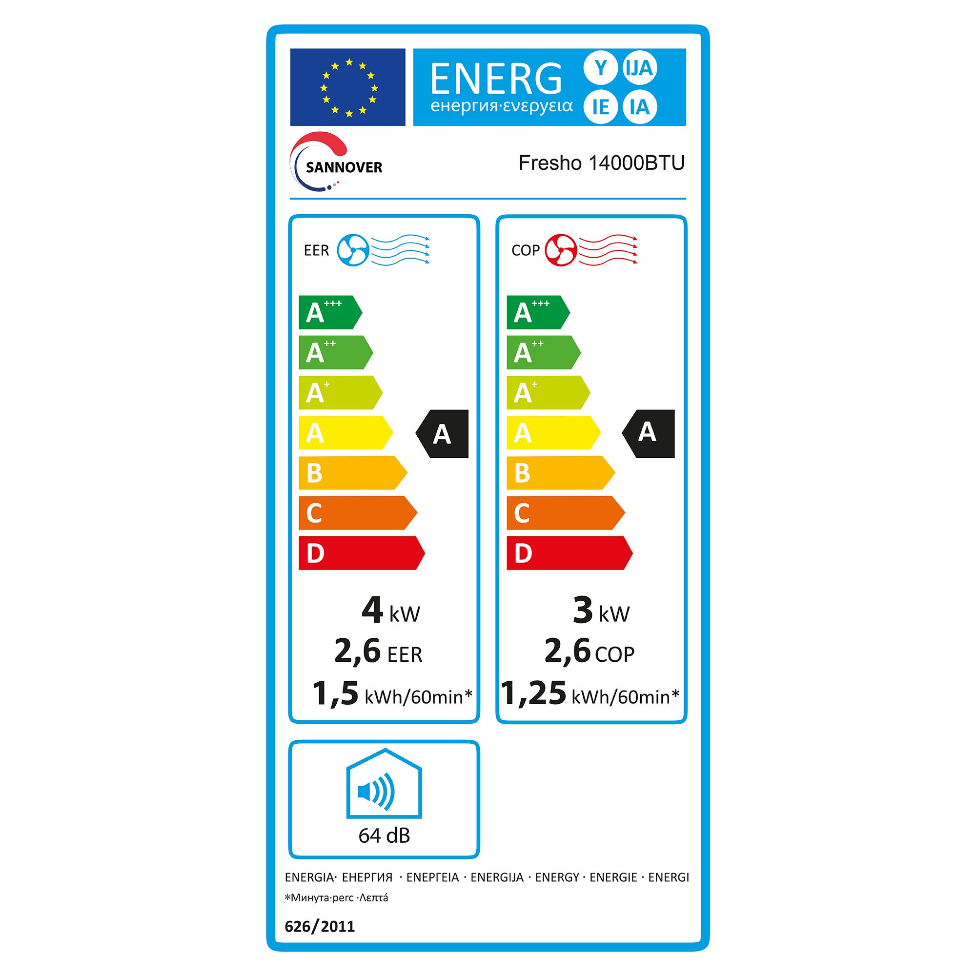 Climatiseur Mobile Réversible (Chaud/Froid) 4,1 kW / 14000 BTU Fresho Sannover - 4