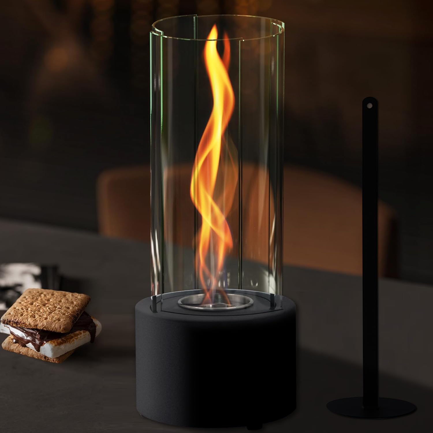 Cheminée De Table Portable En Métal Et Verre JHY DESIGN - Pour Intérieur Et Extérieur - Blanc - Dimensions 35x18x14 Cm