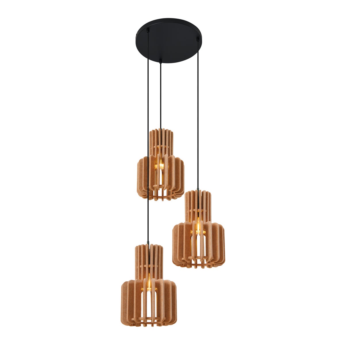 Qazqa retro lampa wisząca z kloszem (3 punkty) do stołu jadalnego - Felt - pomarańczowy, okrągły, max. 15w, e27, z 3 punktami