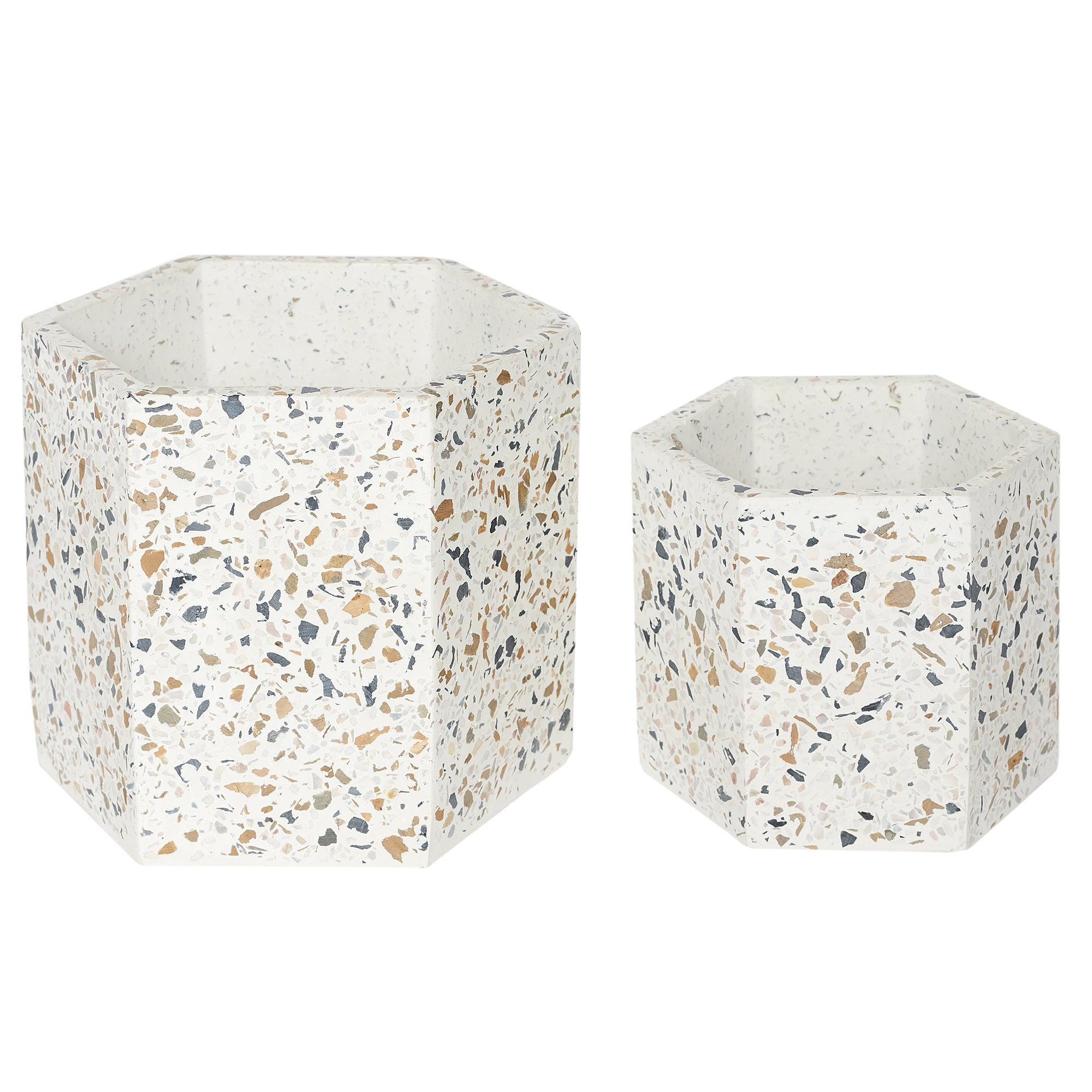 Lot De 2 Pots De Fleur - Home Deco Factory - Terrazzo - Design - Multicolore - 2