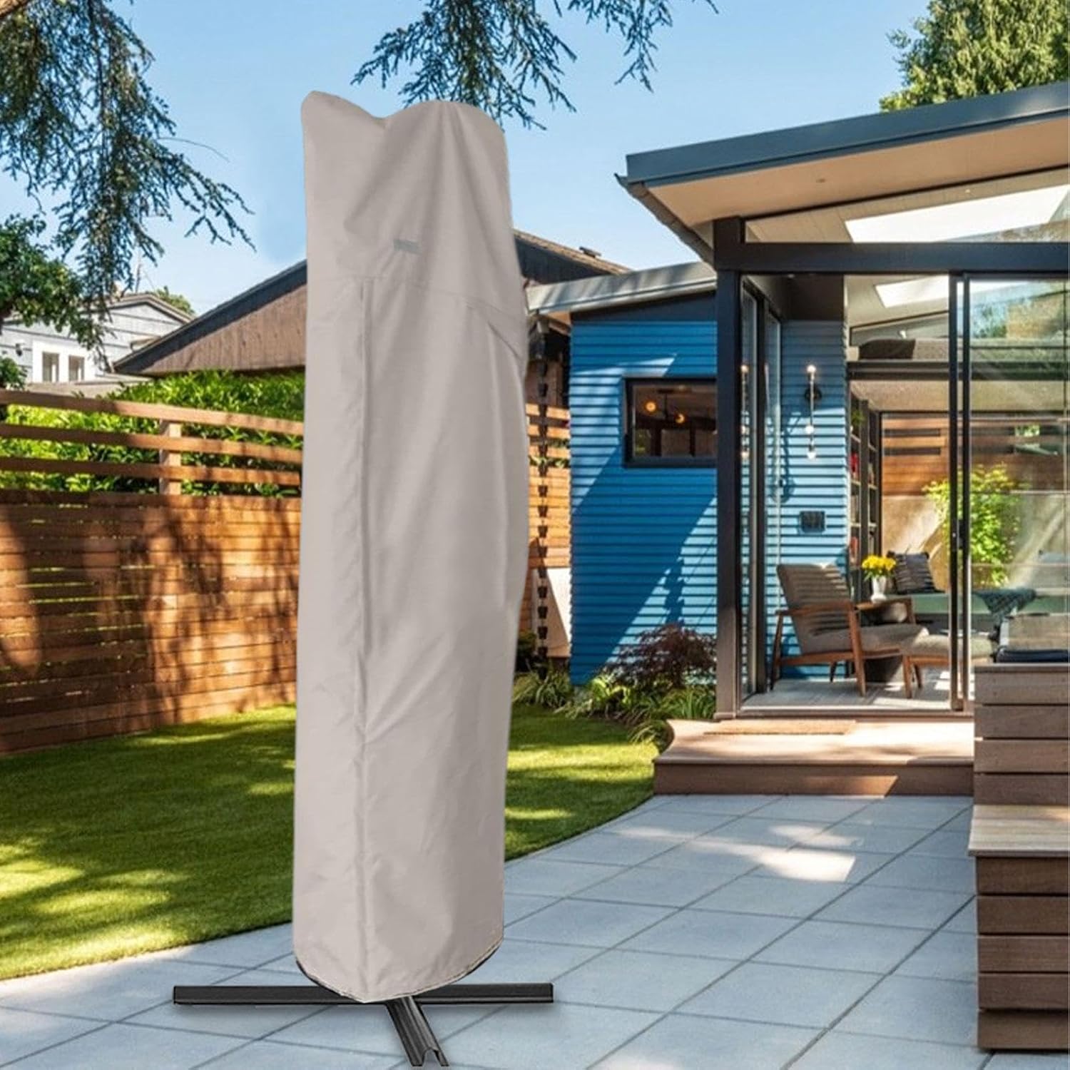 Housse de parasol déporté étanche | Housse de parasol d'extérieur robuste avec fermeture éclair | Parapluie cantilever incurvé et poteau droit - 3