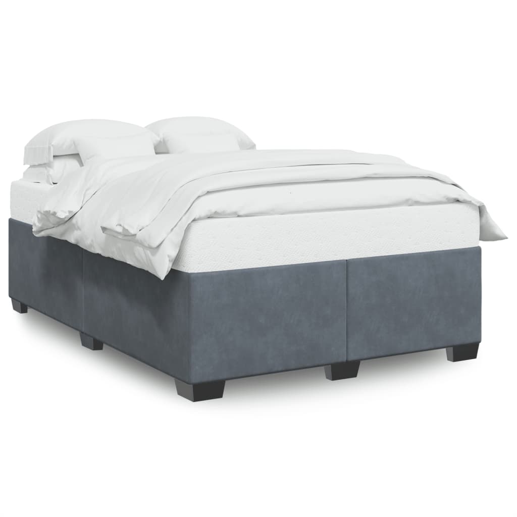 Cadre de lit sans matelas gris foncé 160 x 200 cm en velours - 2