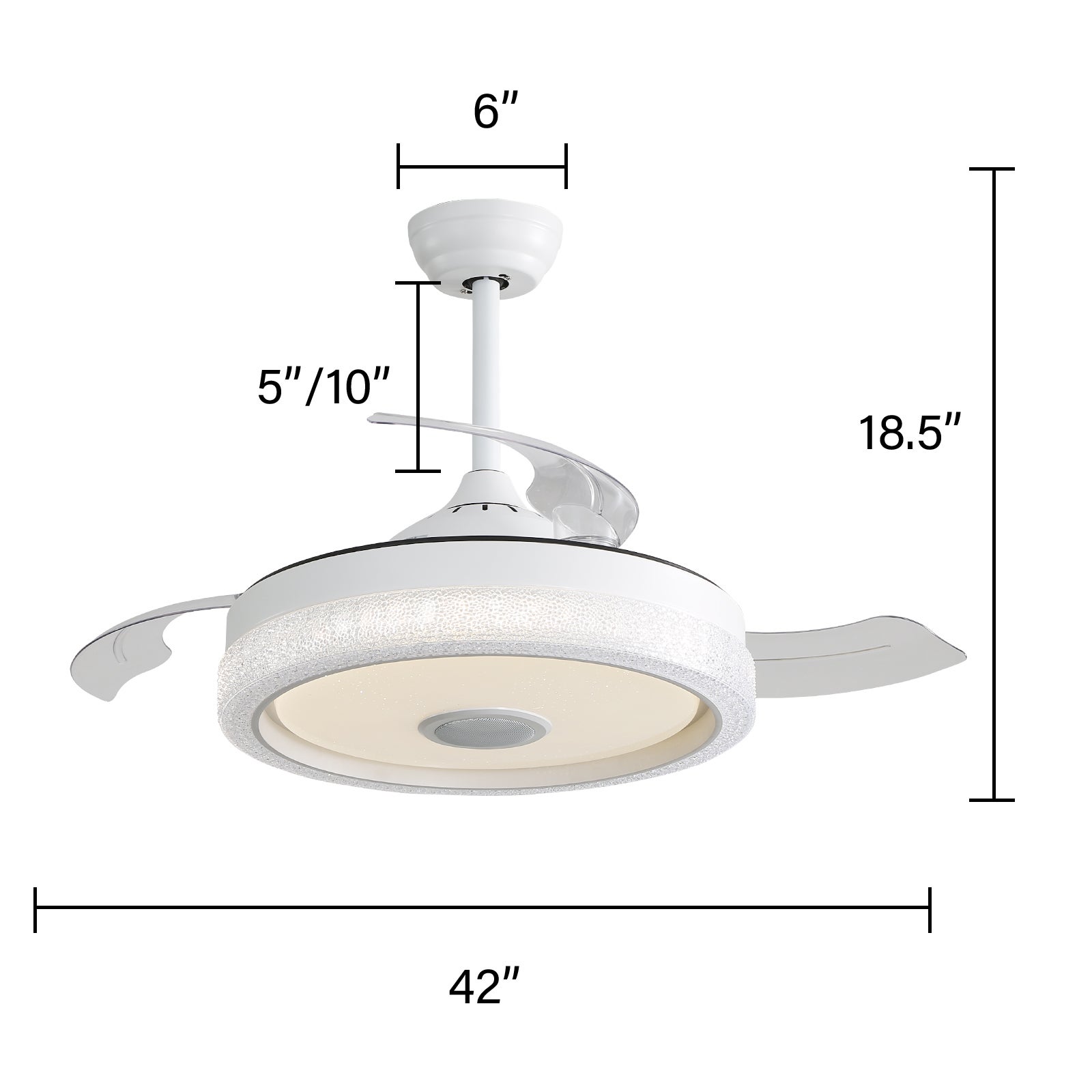 Ventilateur de plafond silencieux et invisible avec moteur CC réversible, éclairage LED, télécommande, blanc, 106,6 cm - 4
