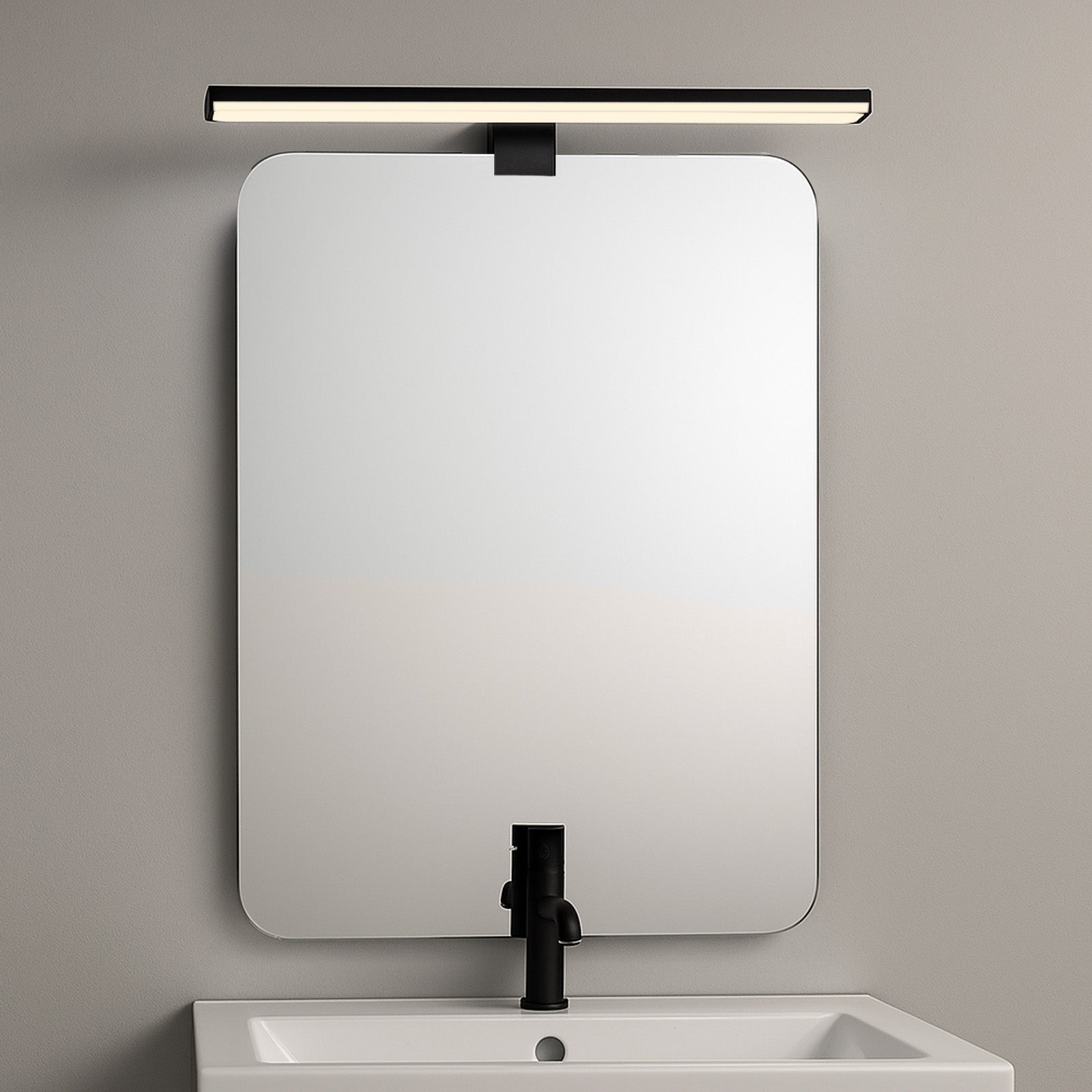 Applique mural LED 12W 50 cm IP44 pour salle de bain, miroir et meuble,slim, en aluminium noir mat avec lumière blanche neutre - 6