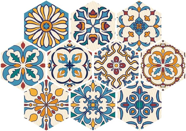 Piastrelle adesive per pavimenti in vinile, impermeabili, antiscivolo, esagonali, per soggiorno, cucina, bagno, stciker, autoadesive, 20 x 23 cm x 10