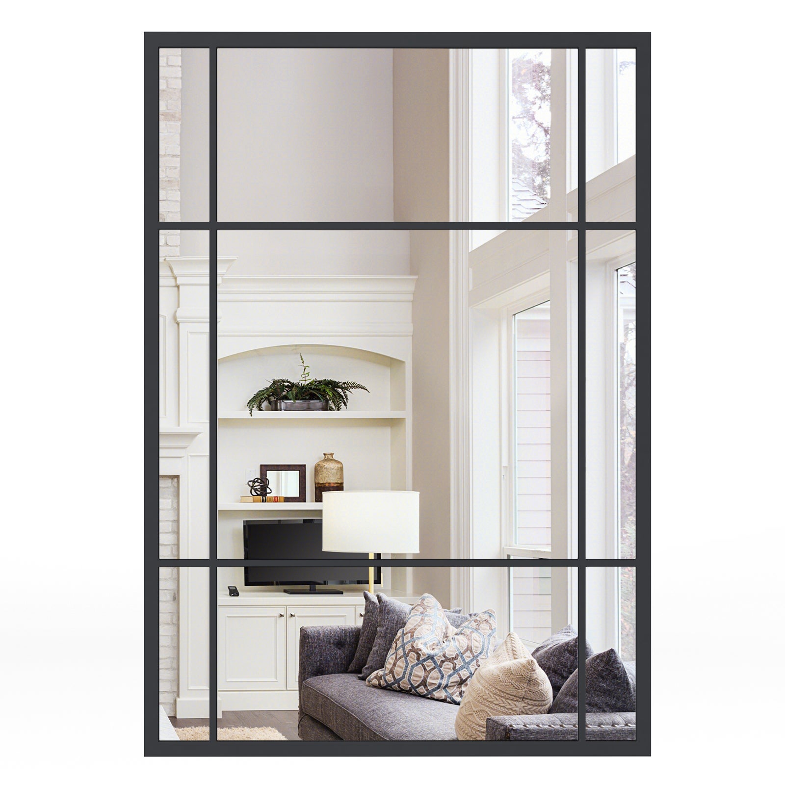 Espejo de pared de 100 x 70 cm, espejo colgante con marco de metal para sala de estar, dormitorio, chimenea, comedor, recibidor