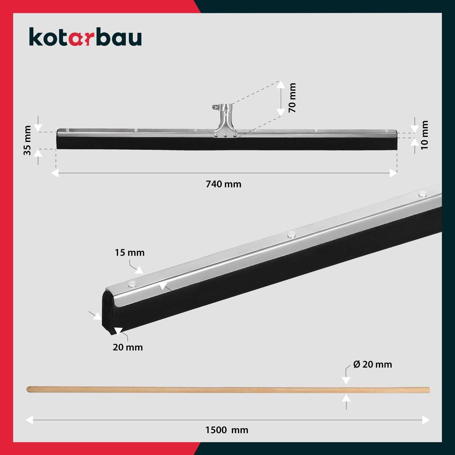 Ściągacz Piankowy - 75 CM - Ściągaczka do Wody - Guma do Ściągania Wody z Podłogi Posadzki - Trzonek Drewniany - 150 CM - KOTARBAU - 3