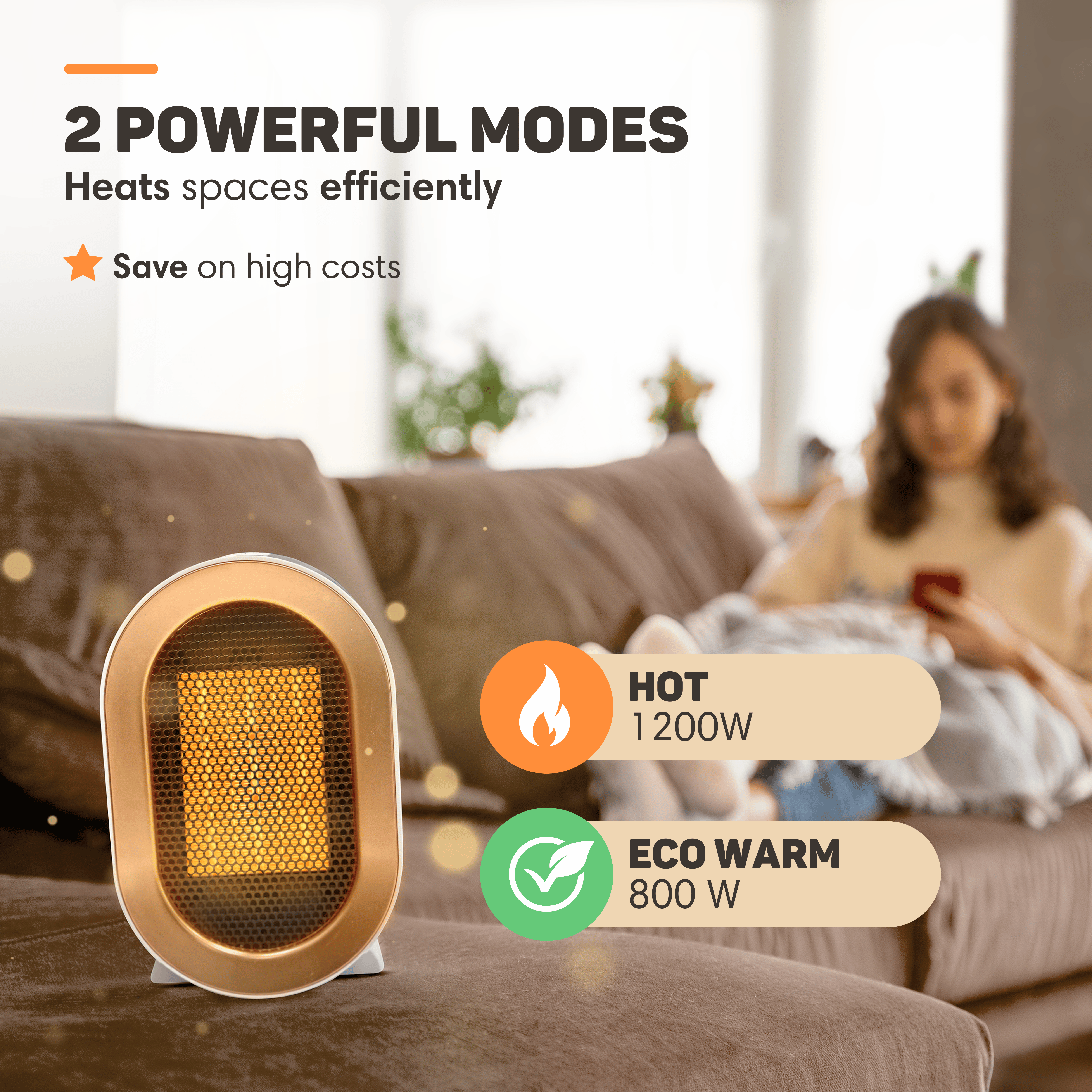 Radiateur Soufflant Vulpes Goods - Chauffage Électrique Pro - 2 Niveaux - 1200W - 5