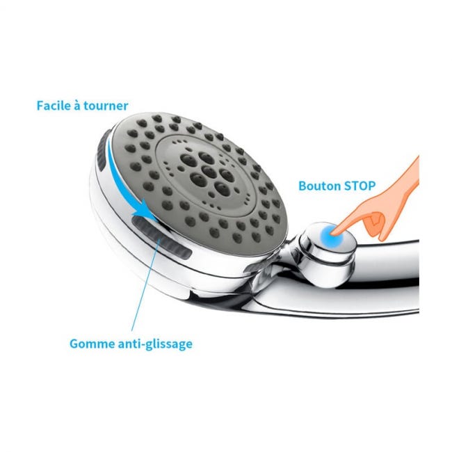 Soffione Doccia 5 Modalità Con Filtro Anticalcare - Nero, Ad Alta Pressione, Con Pulsante Arresto | Per Acqua Pura - Foto 11