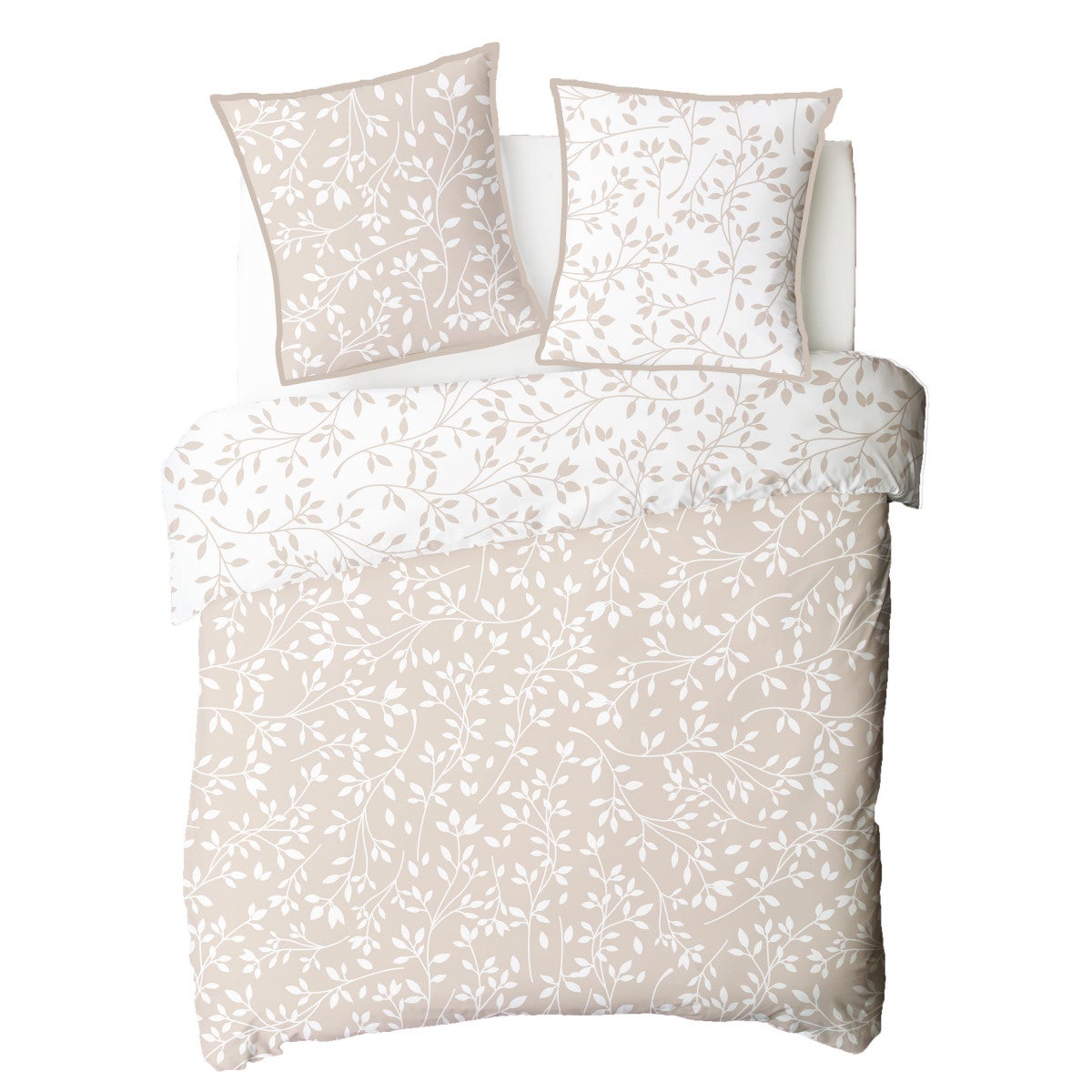 Parure de lit double feuillage en microfibre lavée 240x220cm - 5