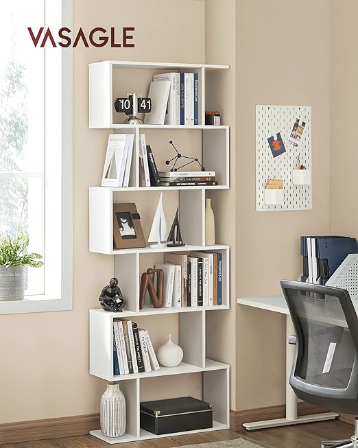 Bibliothèque, Étagère à 6 Niveau, Meuble de Rangement, Cloison Séparateur, Style Moderne, Blanc - 2