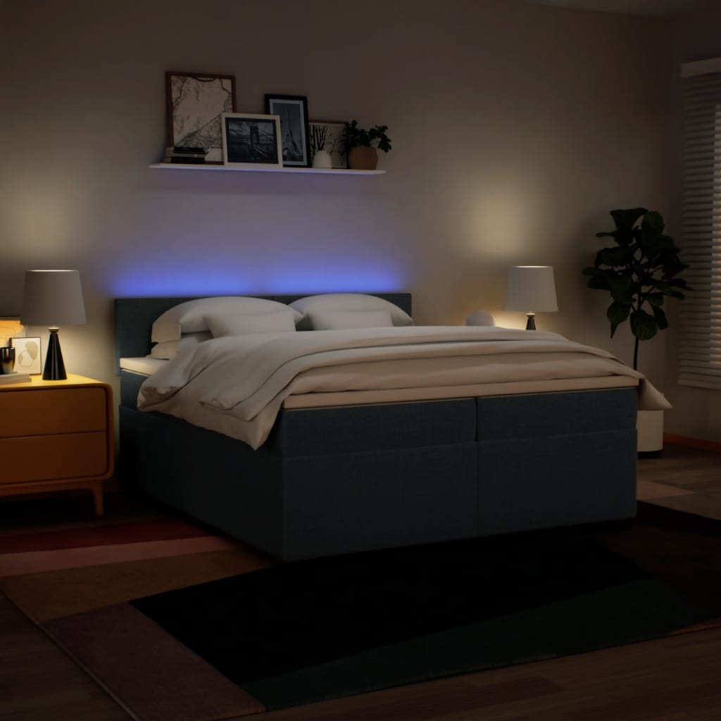 Maison Exclusive - Sommier à lattes de lit avec matelas Bleu 200x200 cm Tissu - 5