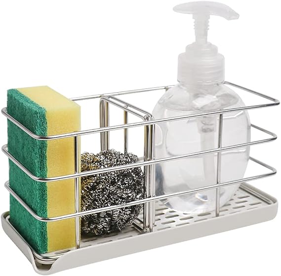 Rangement évier - Porte Eponge Evier Cuisine En Acier Inoxydable Support Pour Eponge Avec Bac De Recuperation 98577867