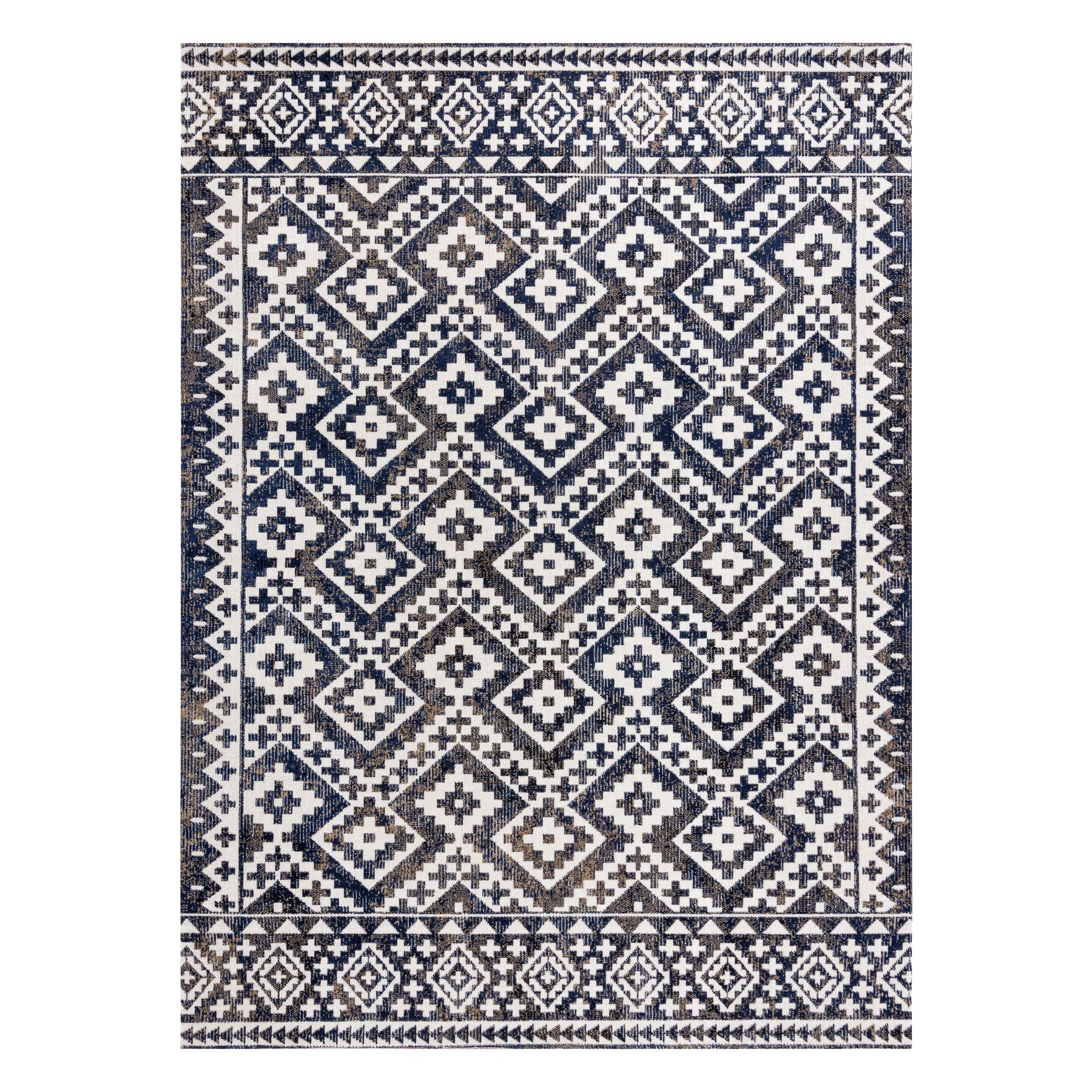 Dywan nowoczesny MUNDO E0561 romby, zygzak 3D outdoor niebieski / beż 200x290 cm - 2
