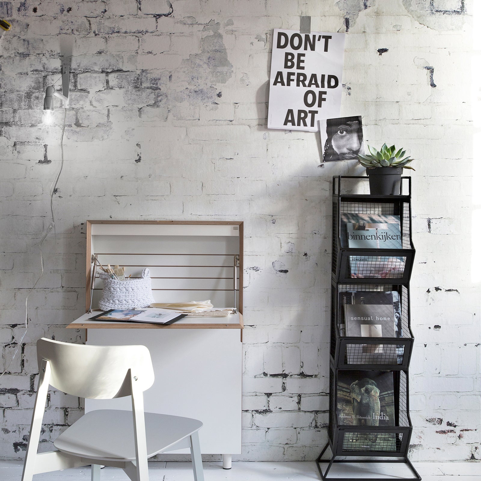 Papel pintado Loft Brick Wall 300 x 300cm Blanco panorámico Leroy Merlin