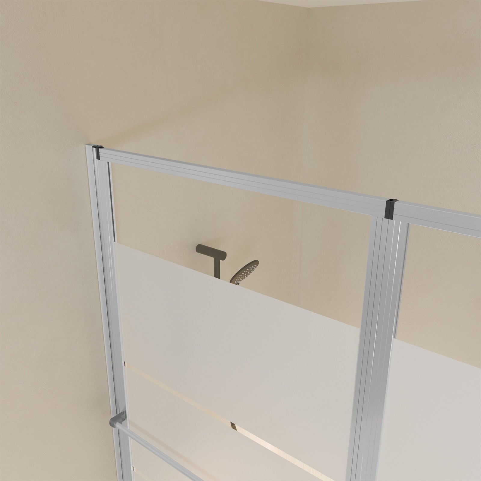 Pare baignoire relevable 139x105cm avec volet - verre transparent avec bande depolie - 8
