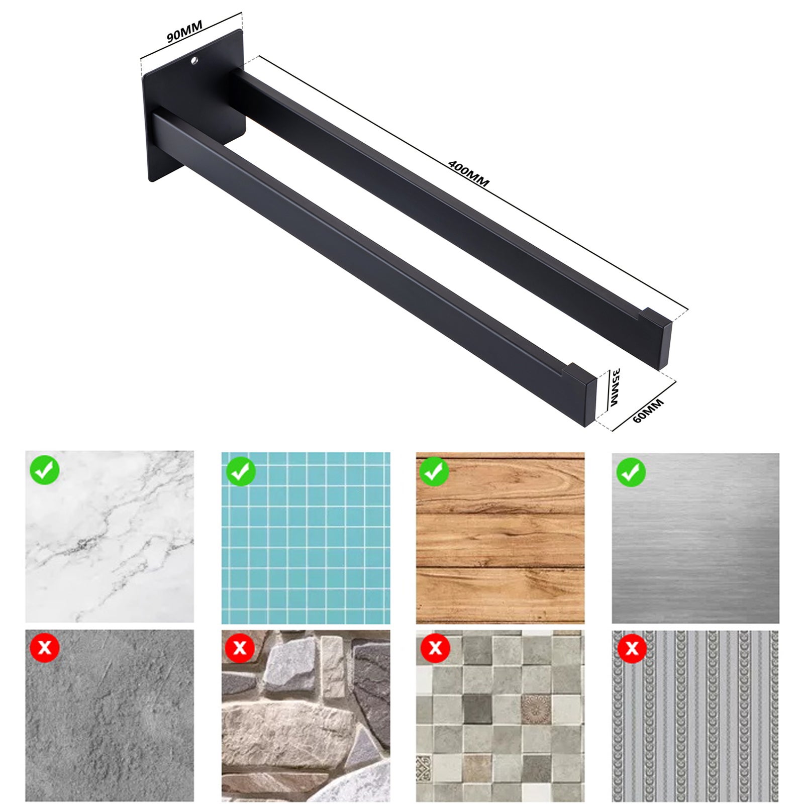 Porte-Serviettes De Salle De Bain Rotatif 180° - Acier Inoxydable, Bras 40 Cm | Installation Par Perçage