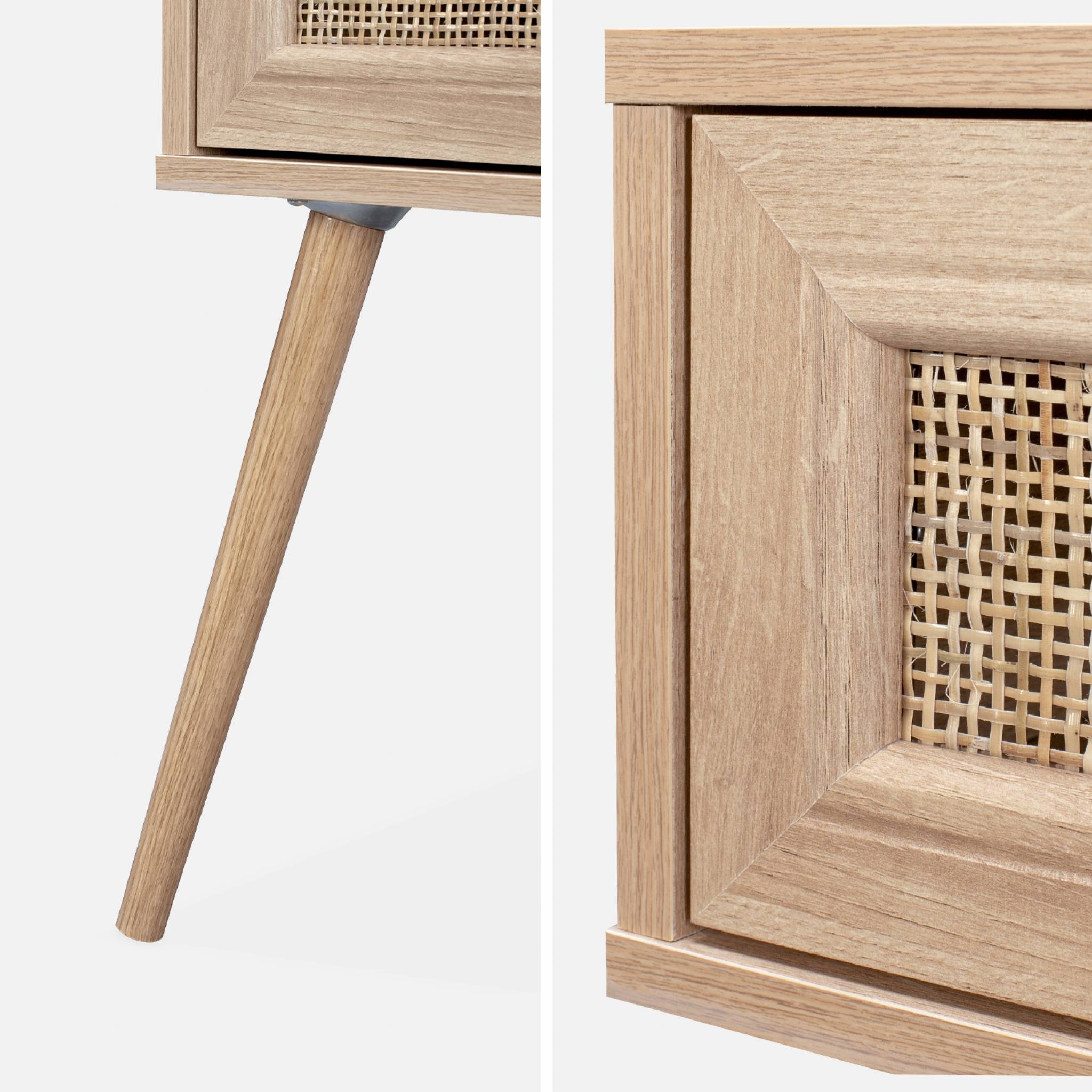 Lot de 2 tables de chevet décor bois & cannage avec 1 tiroir - Bohème - 8