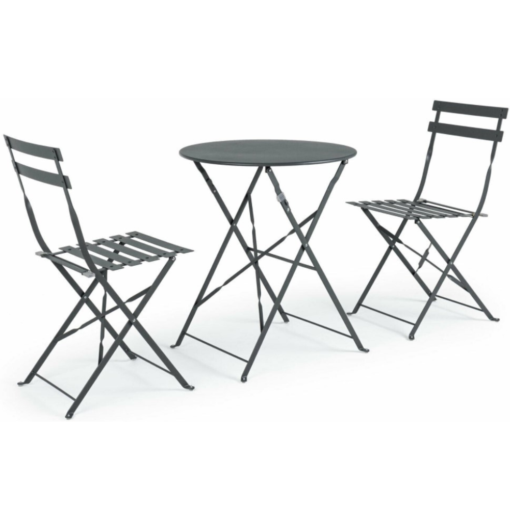 Ensemble table et chaises de jardin pliantes, aluminium, ensemble de salle à manger de mobilier d'extérieur - noir - 5