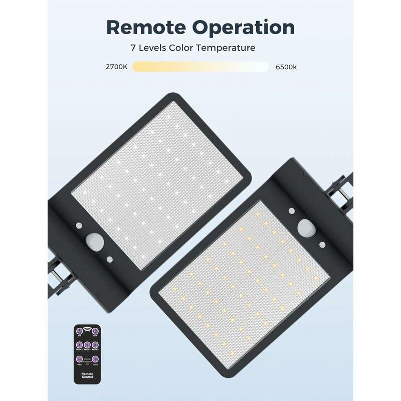Lámpara solar para exteriores, luz LED con sensor de movimiento con 3 modos ajustables IP65, potentes farolas impermeables con control remoto - 5