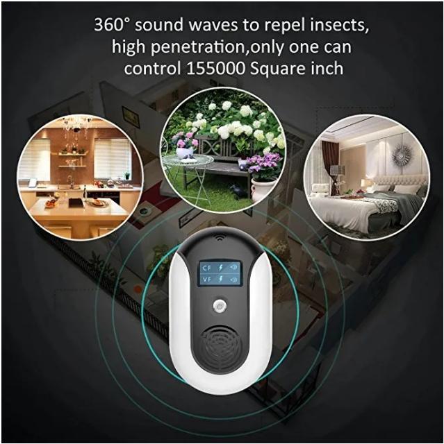 Répulsif électronique ultrasonique pour souris et nuisibles avec 18 fréquences automatiques, affichage LED, sans toxines, pour maison, bureau - 8