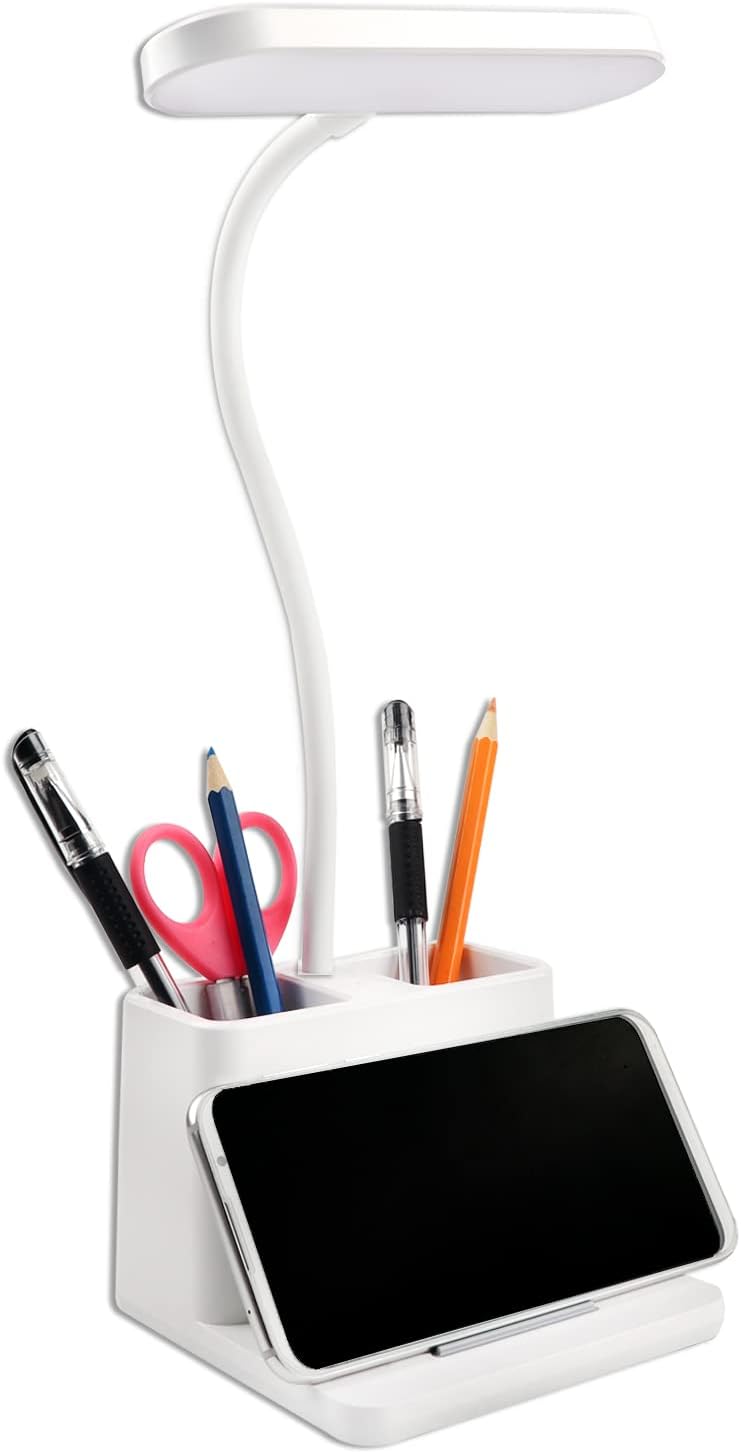 Lampa biurkowa LED 5 W, 3 tryby oświetlenia i 3 regulowane poziomy jasności, ładowana przez USB, elastyczna "gęsia szyja".
