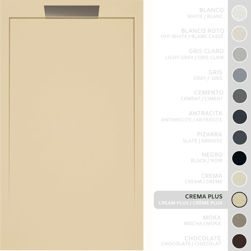 SOULHOME Brodzik prysznicowy– Żywica– Gel Coat– Gładka/Kamienna tekstura – Antypoślizgowy – intensywnie kremowy- 140x80- Niski 3cm– Elegancki