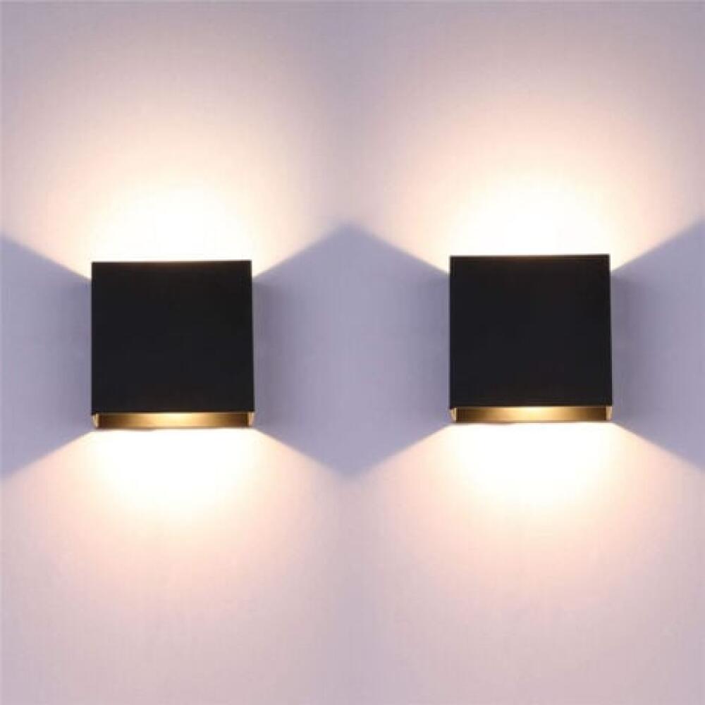 Kinkiet wewnętrzny 6W, 10x10x10 cm, dekoracyjny kinkiet LED, ciepła biel, do sypialni, przedpokoju i salonu, czarny