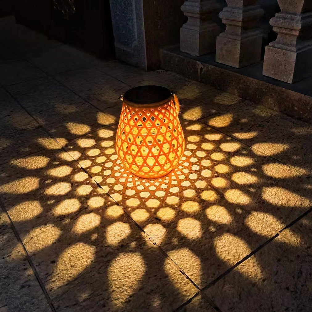 Lanterna Solar Exterior, Luminária Solar com Trama de Bambu Sintético, À Prova de Água IP65, Luz Solar para Jardim, Branco Quente (3500K) - 2