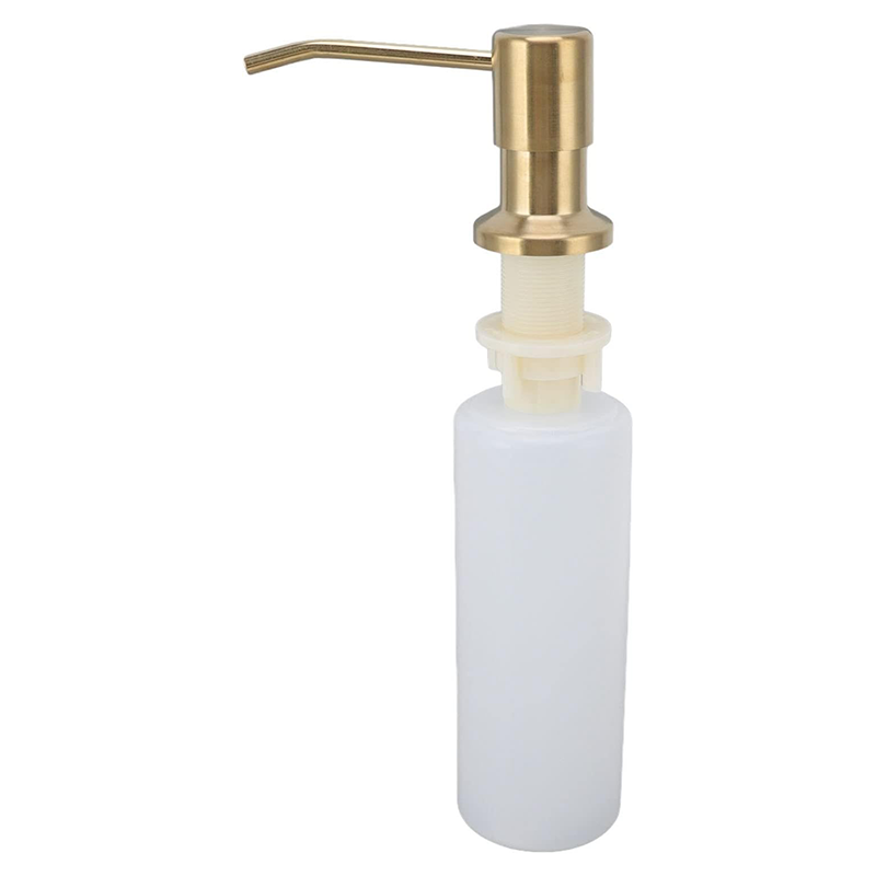 Dozownik mydła do zlewu kuchennego, 350 ml, ze stali nierdzewnej, wielokrotnego napełniania, z obrotową pompką 360° (złoty)