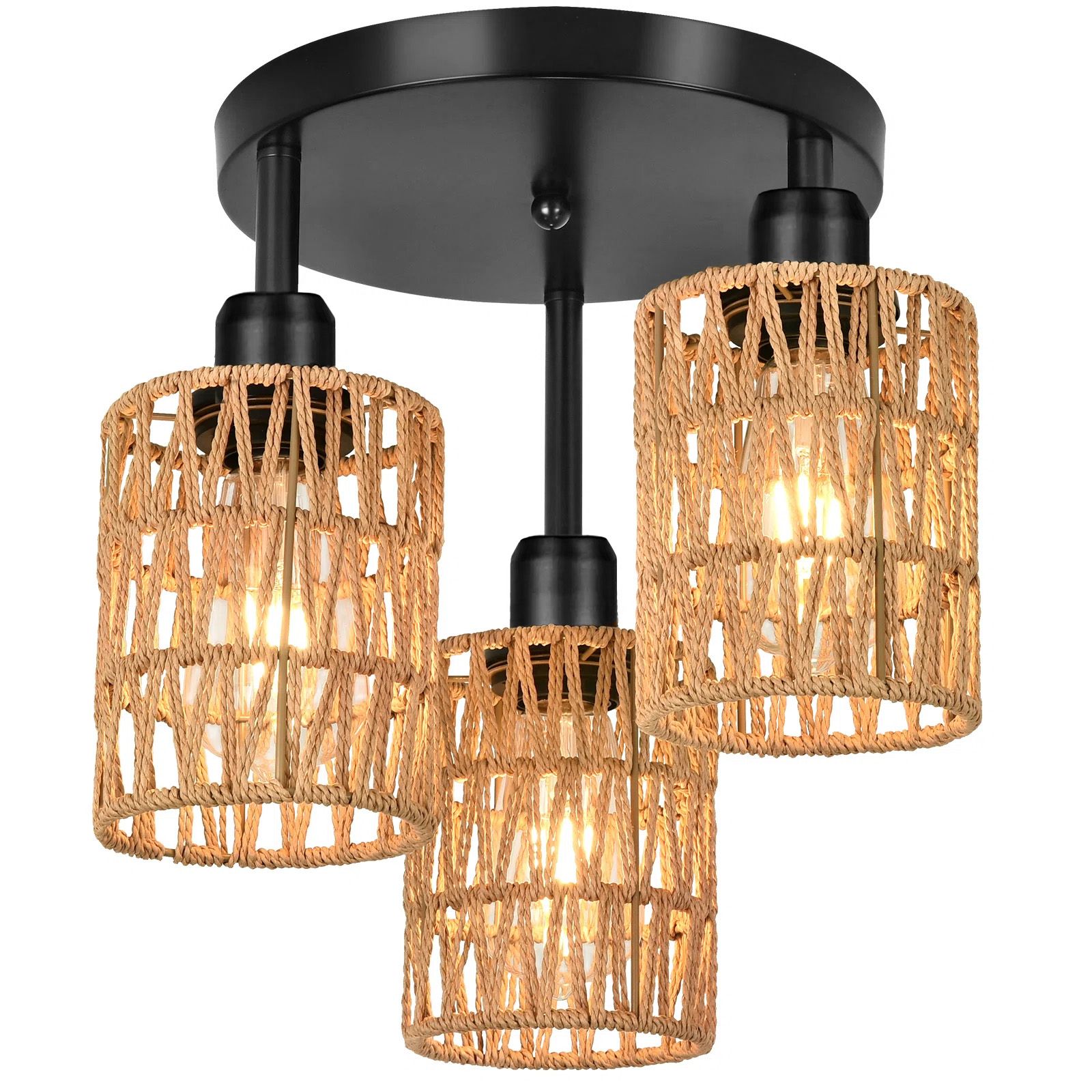 Lampa Sufitowa Toolight App1624-3C Boho Beżowy Czarny